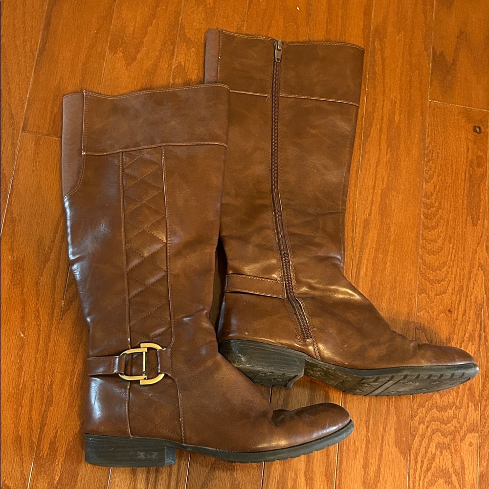 Brown Leather Knee-High Boots
